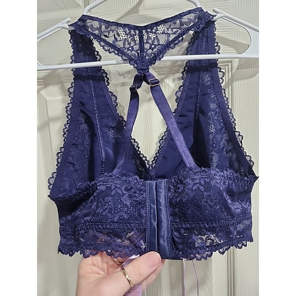 Savage X Fenty 1X Bralette Blue Lace Wireless Pullover RacerBack Rihanna - Picture 7 of 13